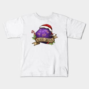 D20 Merry Critmas Dice Purple Kids T-Shirt